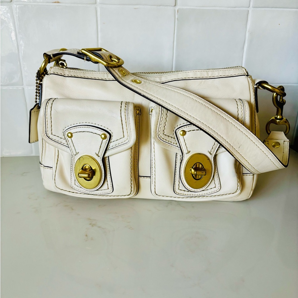 Coach Legacy 65th Anniversary Mandy Courier Turnlock Pocket Leather Shoulder Bag